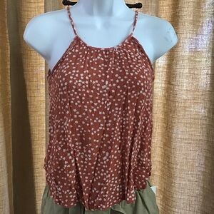 Hippie Rose XS Orange and white flowers Sleeveless Tank top.  Ties on top back.